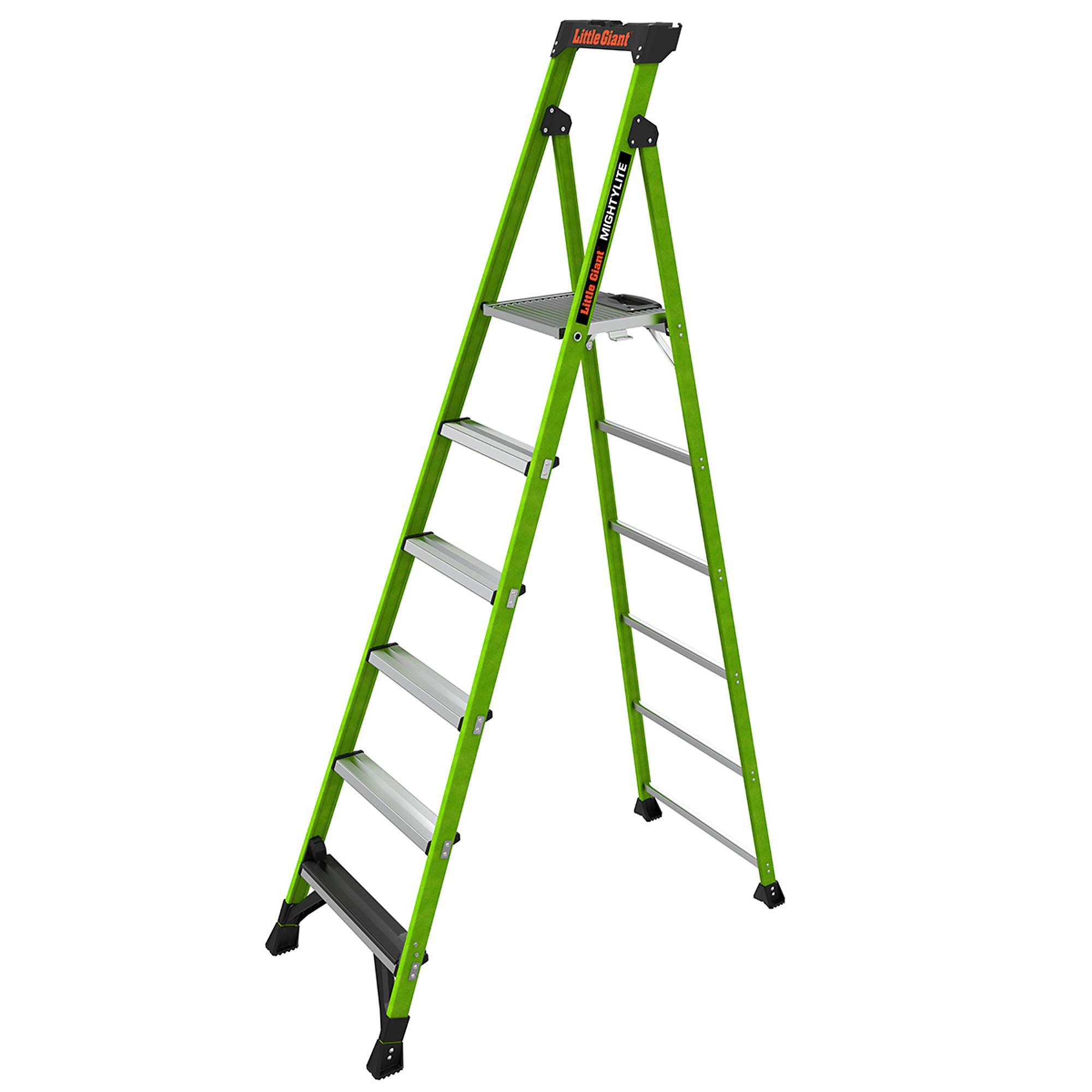 Little Giant MightyLite Stepladder - 8ft., Fiberglass, 375-Lb. Capacity, Tool Tray, Ground Cue, Model# 15408-001